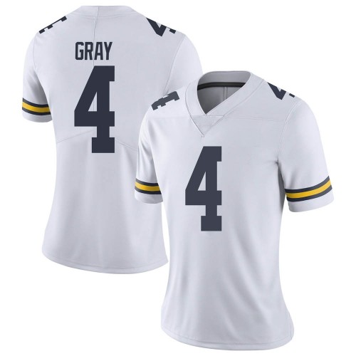 Vincent Gray Michigan Wolverines Women's NCAA #4 White Limited Brand Jordan College Stitched Football Jersey DSV2454XN